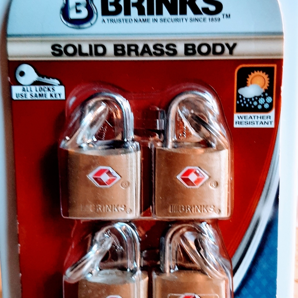 Brinks Solid Brass Luggage Lock 4-Pack 161-20471 22mm.Brink's NEW 4-PACK
